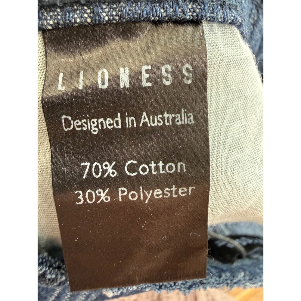 Lioness Charismatic Pinstripe Denim Set Corset Top S and Flare Jeans XS Blue - Picture 16 of 16